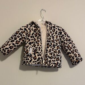 The Children's Place Leopard Print Sherpa Jacket - Beige/Tan/Black